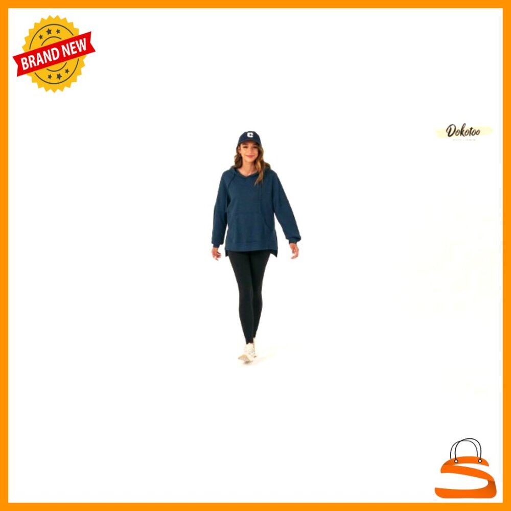 Oversized Waffle Knit Hoodie with Pocket, Loose Fit Pullover Sweatshirt - Picture 7 of 7